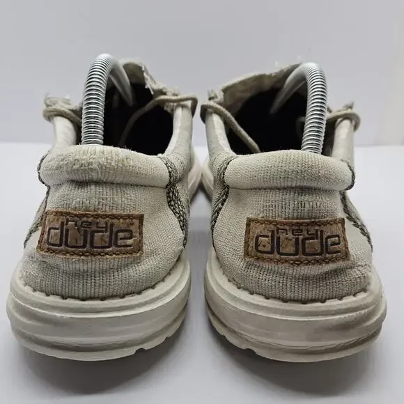 Hey Dude Wally Shoes Men’s Size 10 Natural Linen Khaki - Picture 5 of 8